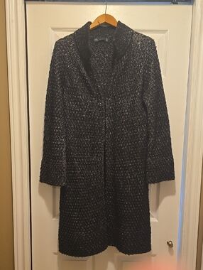 Zara Black Woven Long Coat